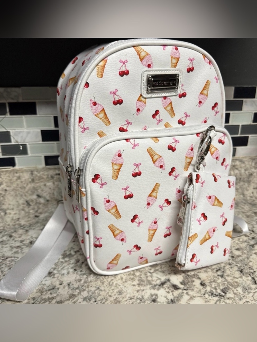 Madden Girl Ice Cream And Cherry Mini Backpack w Attached Wallet NWT